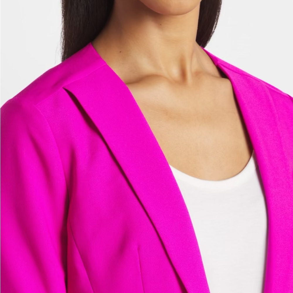Skies Are Blue Raja collarless Ruched Sleeve blazer